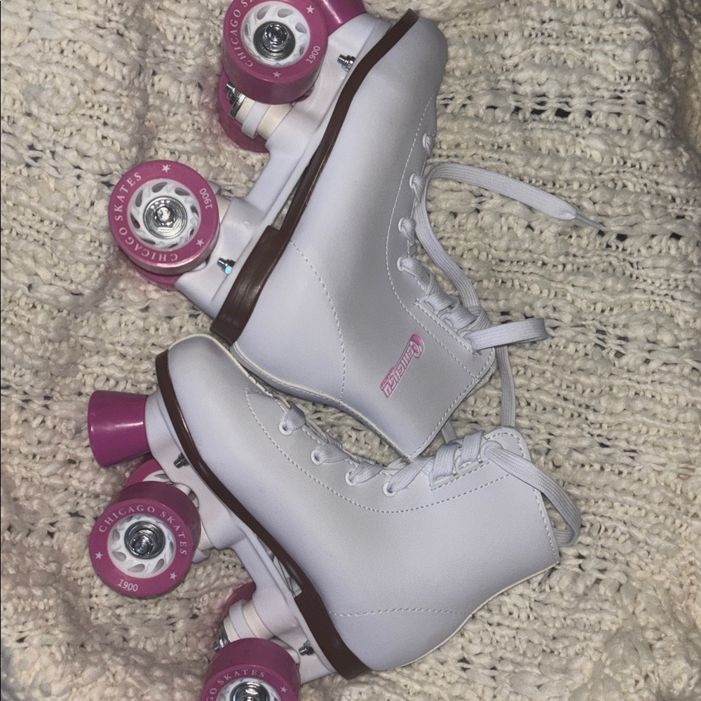 White Roller Skates with Pink Wheels